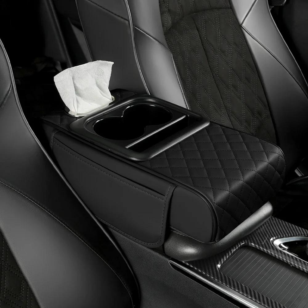 Car Arm Rest Box Pad Thicken Center Console Box Extension Armrest Cushion Soft Elbow Support Cup Holder Organizer Bag