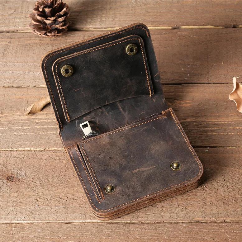 Handgefertigte Vintage Geldbörse aus echtem Leder für Herren mit Münzfach, personalisierte Herrenbrieftasche mit Münzfach und Reißverschluss