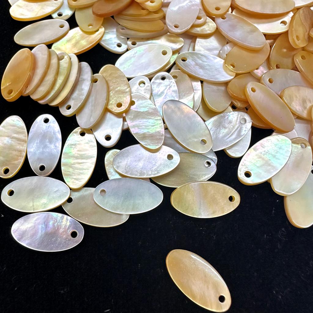 20Pcs, Natural Shell Pendant Connector, Handmade Oval Charms Connectors for Jewelry Making DIY Necklace Accessories