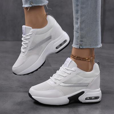 Air-cushion Platform Shoes Women's Elastic Casual Walking Shoes Invisible Height-increasing Traveling Shoes