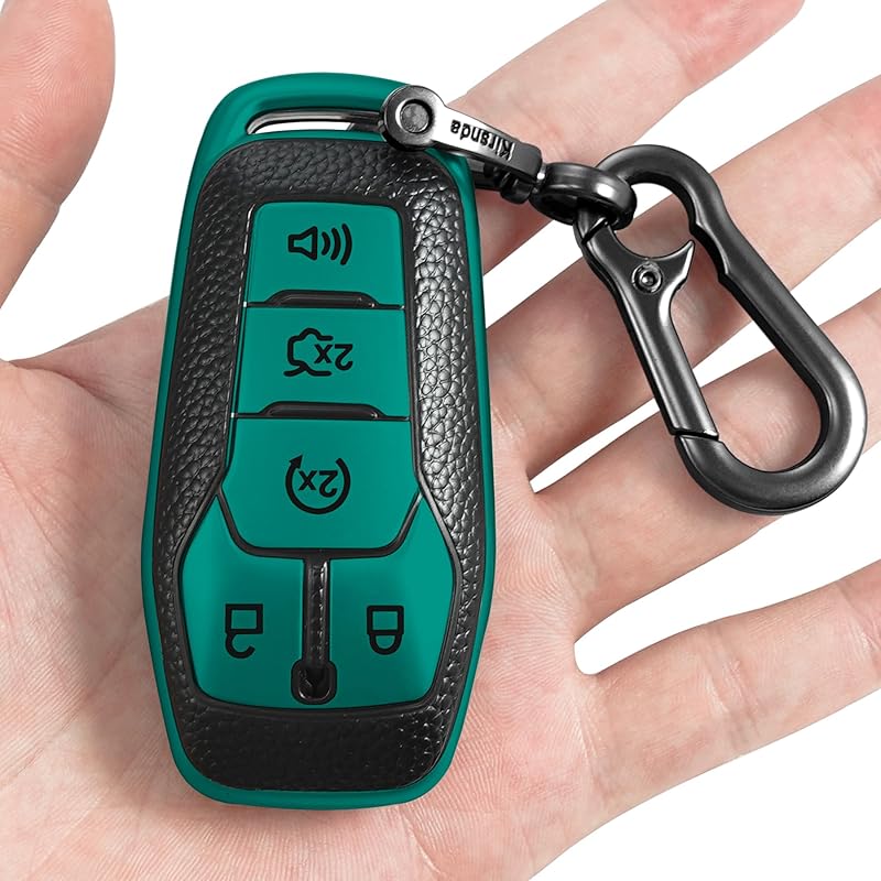 for Ford Key fob Cover,Texture case,with Keychain,Key Shell/Skin,5-Buttons fit 2016 2017 Explorer for Mustang Fusion MKZ MKC Remote Key Vehicle