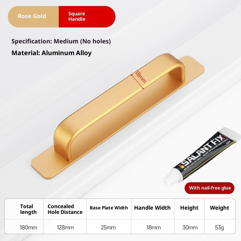 Aluminum Alloy Handle Glass Sliding Door Window Drawer Wardrobe Drill-free Push-pull Bathroom Sticker Door Handle