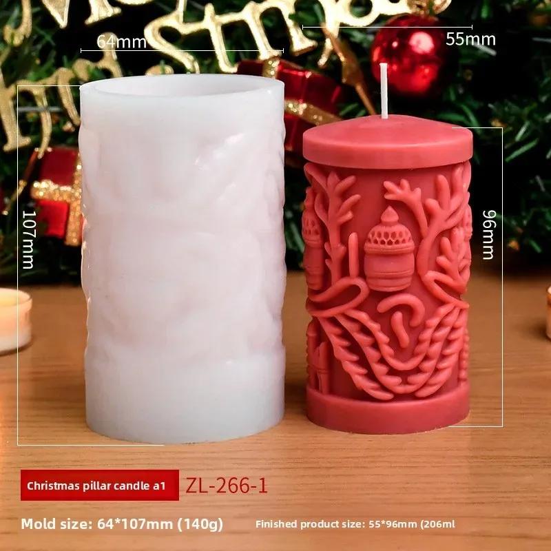 1-4PCS Christmas Pillar Candle Silicone Mold for Aromatherapy DIY Candle Making Holiday Party Gift Decorations