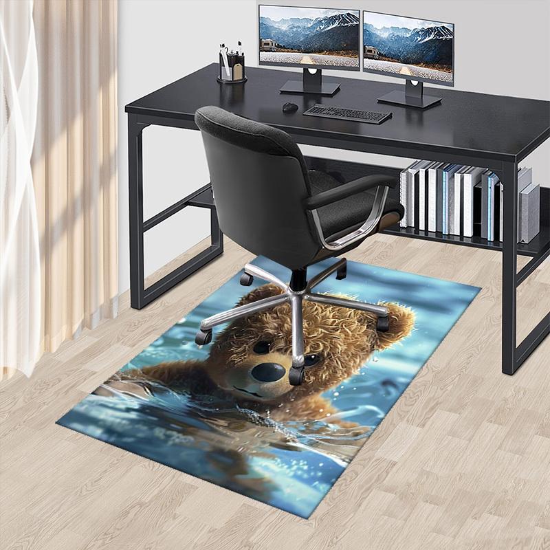 

1pc Teddy Bear Office Chair Mat - Anime Cartoon Design, Non-Slip Carpet for Home and Office Decor, Suitable for All Seasons.C037 60cm by 90cm