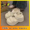 Internet celebrity trend casual outerwear one-word slippers women's summer 2025 Korean version of muffin thick-soled small sandals holder