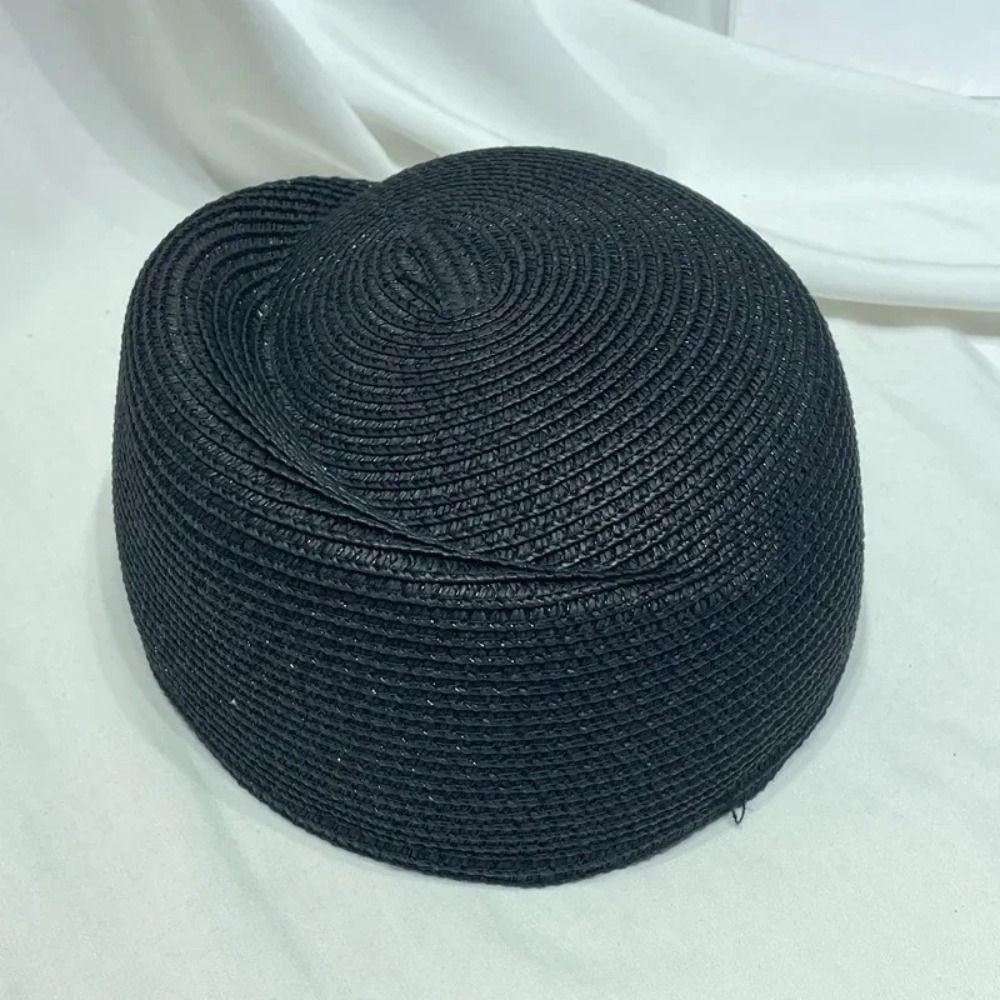 Classic Straw Pillbox Hat Fedoras Sun Hat Fashion Painter Hat  Wedding Party