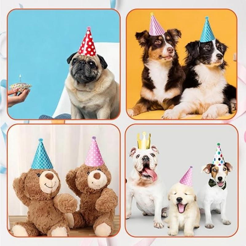11 Stück Geburtstagspartyhüte enthält 9 entzückende Party-Kegelhüte und 2 Papierkronen Mini-Geburtstagshüte für Haustier-Kinder Geburtstagsdeko