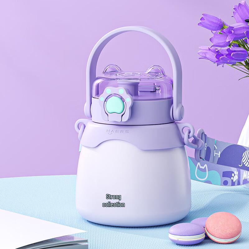 HAERS Cat Paw 316SS Children s Insulated Straw Cup 800ml