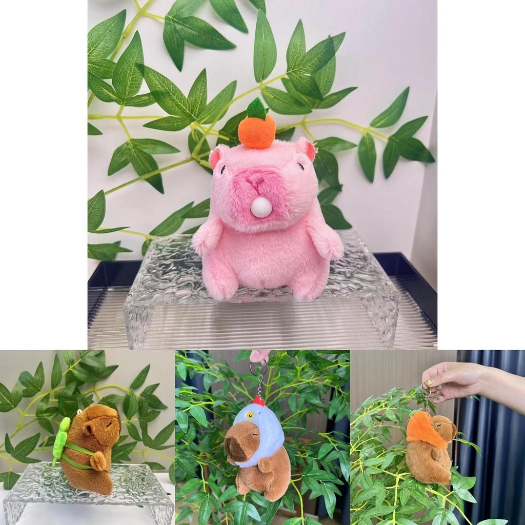 Adorable Plush Capybara Doll Keychain With Colorful Hoodie Perfect For Gifts