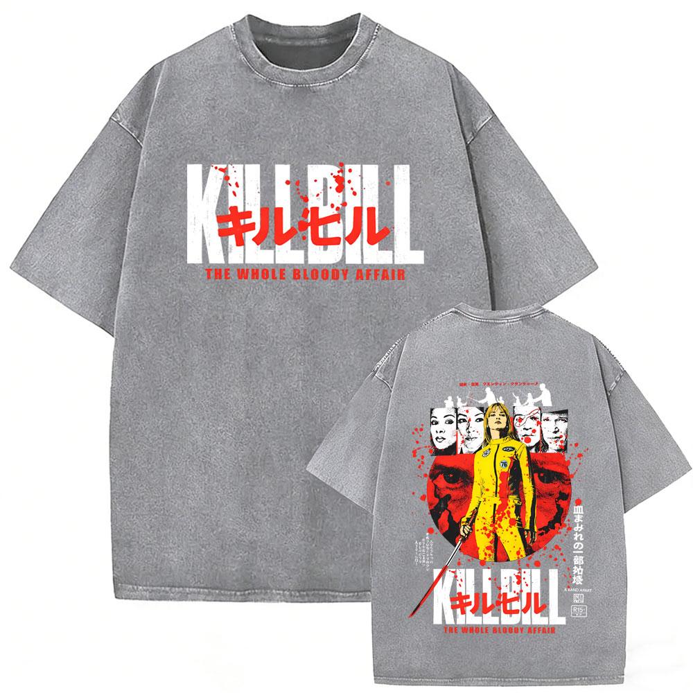Washed Vintage Movie Kill Bill Hattori Hanzo Funny Tshirt Quentin Tarantino Film Pulp Fiction T Shirt Men Casual Retro Tshirts