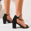 Übergröße Schwarz Strass Klobiger Hoher Absatz Damen Kleider Sandalen