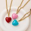 European Minimalist Heart Necklace: Titanium Steel, Colorfast, Drip Glaze, Retro 18K Gold Electroplated