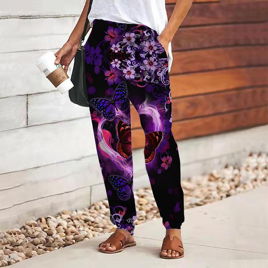 

Женские брюки с цветочным принтом на шнуровке, с эластичной талией, свободные брюки, повседневные длинные брюки, брюки с карманами 8XL красный