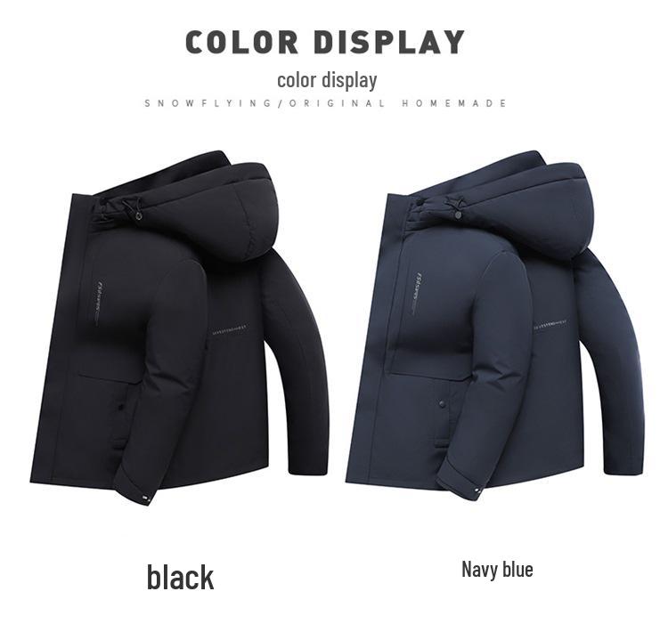 Men's 2025 Thickened Hooded Winter Down Jacket - Middle-aged Business Wear