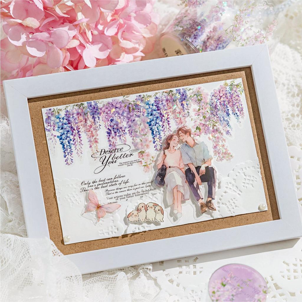 200cm/roll Tape Hill Country Flowering Branch Series PET Die-cut Tape Creative DIY Hand Account Scrapbook Decorative Tape