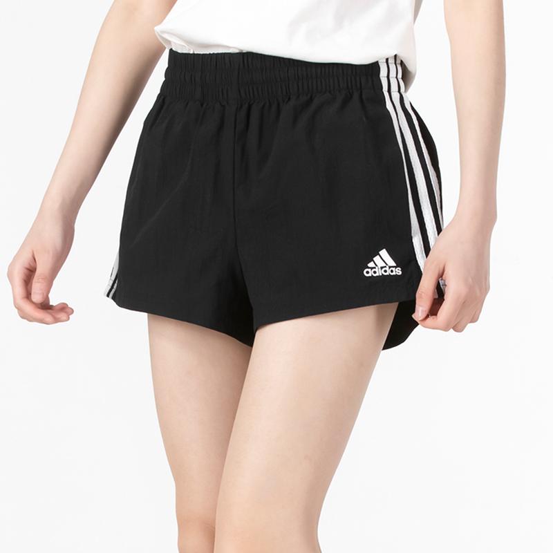 Adidas Bluv Q2 Striped Breathable Knit Casual Shorts Women Bottoms Black HE9345