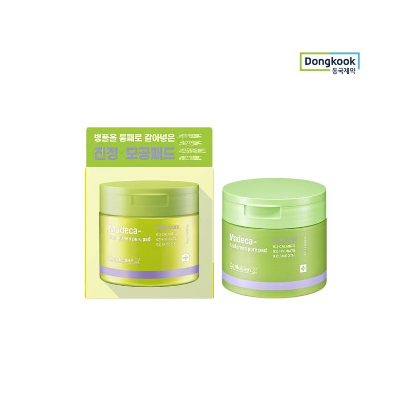 Madeca Real Green Pore Pads (60 sheets) (1 pack) - Centella Asiatica Essence Soothing Cleaning Tightening Brightening
