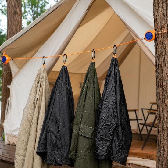 Portable Clothesline with 20 Clips & 10 Buckles, Heavy Duty Retractable Laundry Rope, Anti-slip Clothes Drying Line for Bathroom Indoor Outdoor