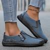 Handmade Casual Loafers, Comfortable and Durable One Foot Sports Shoes, Zipper Closure, Breathable Perforated Design, Outdoor Wear