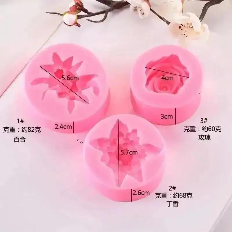 3D Lilac Rose Lily Creative Shape Fondant Silicone Mold Gypsum Cake Decor DIY Chocolate Baking Tools Soap Molds Accessories
