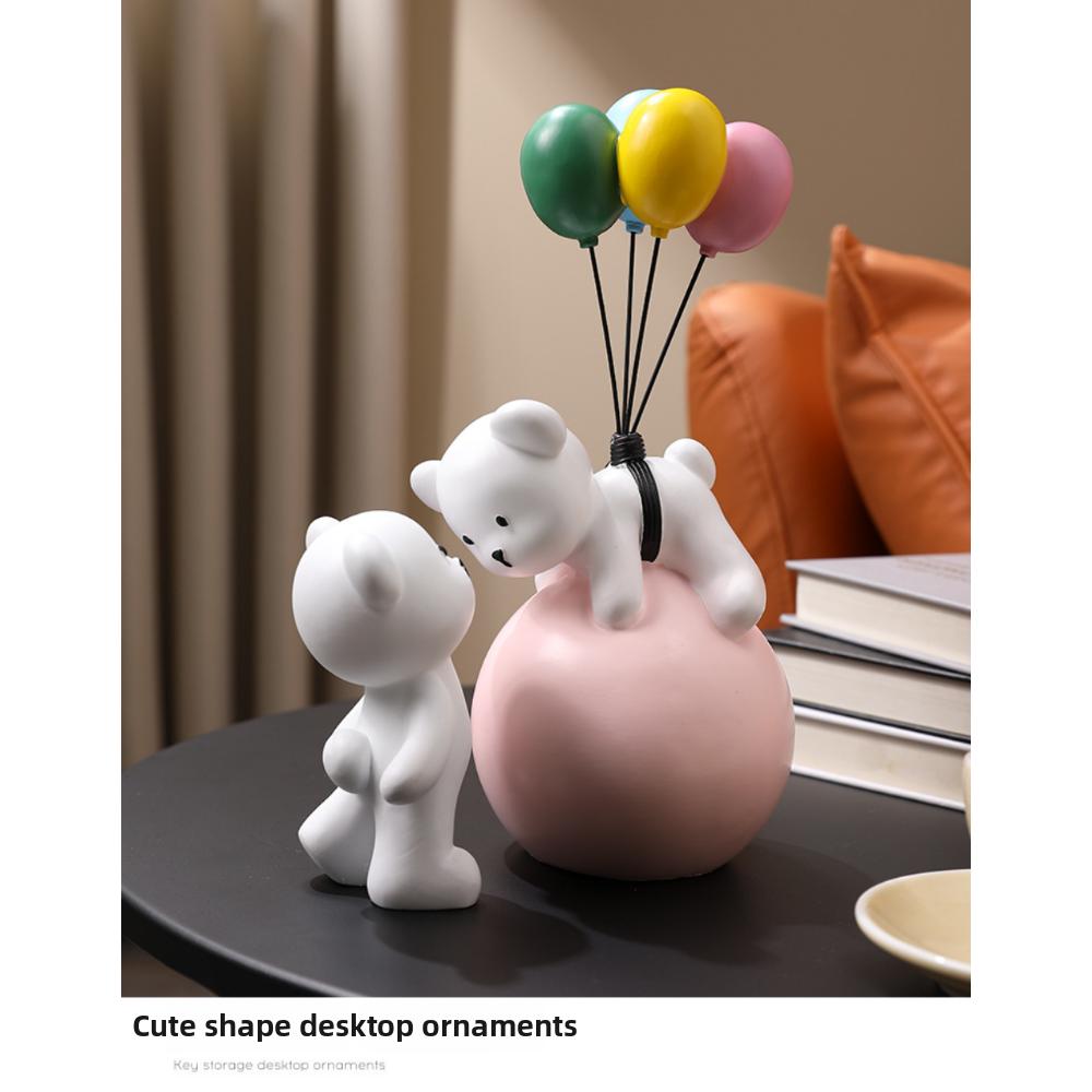Balloon Bear Resin Ornament Children's Room Creative Gift Couple Wedding Clearance Cute Girl Heart Ornament