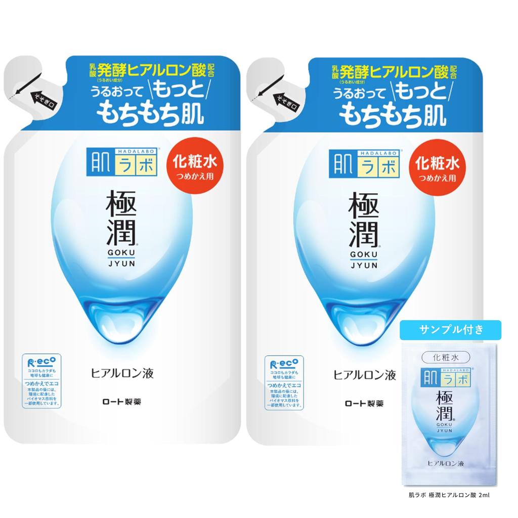 Hada Labo Gokujyun Hyaluronic Acid Lotion 170ml x with Gokujyun Sachet Refill, 2, Fragrance-Free, [Product Code]