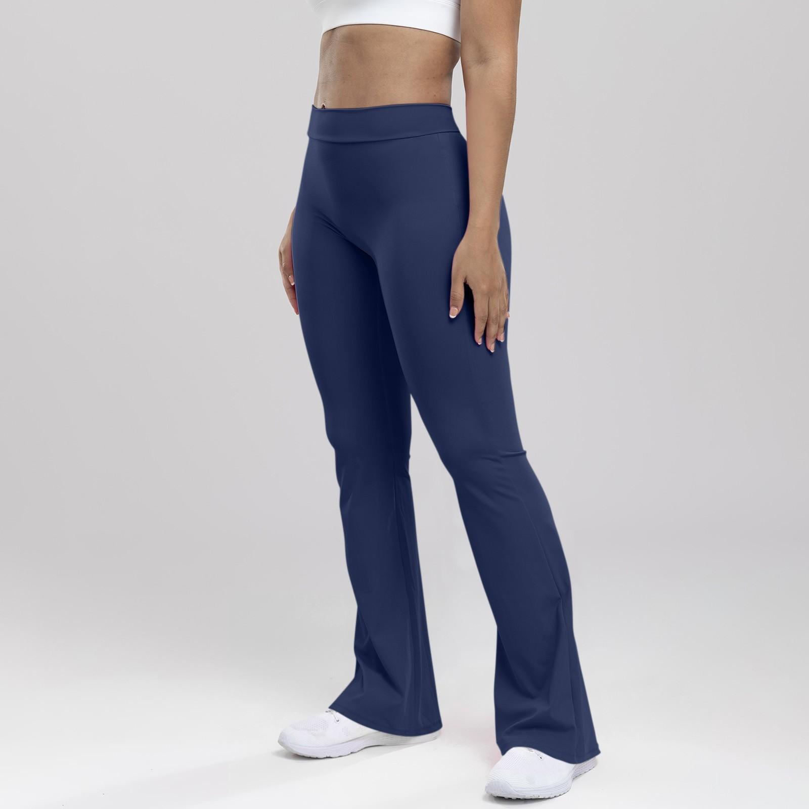 

Женские спортивные брюки с высокой талией и подъемом бедер для тренировок, бега, похудения, йоги, расклешенные брюки XL тёмно-синий