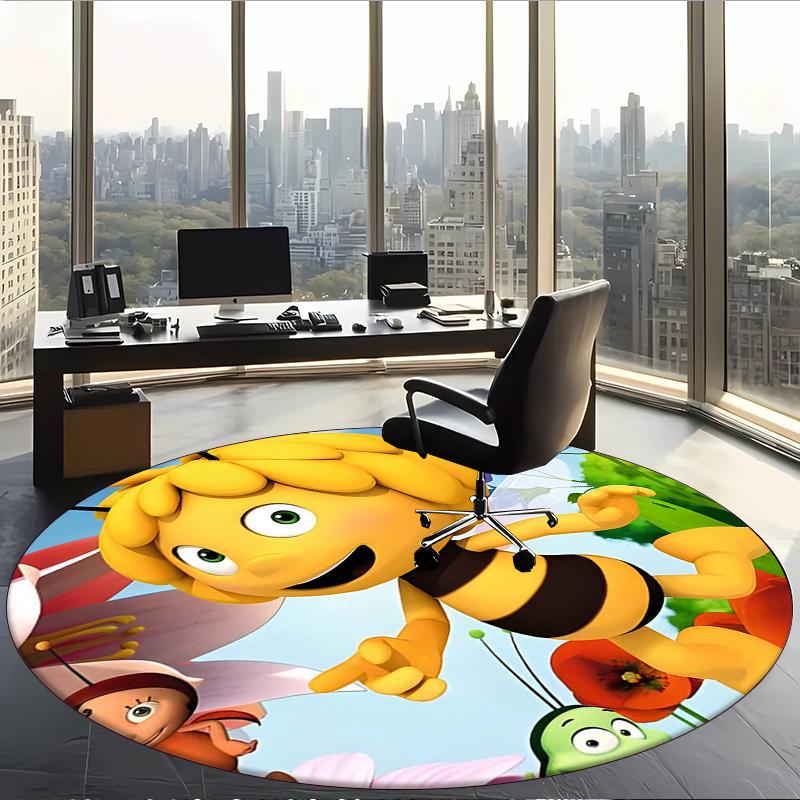Maya The Bee (1) Round Office Rug Decorative Floor Rug for Office Bedroom Living Room and Home Space