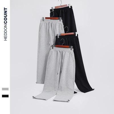 Dengjue Men's 2025 Autumn Heavy Loose-Fit Drawstring Sweatpants with Velvet