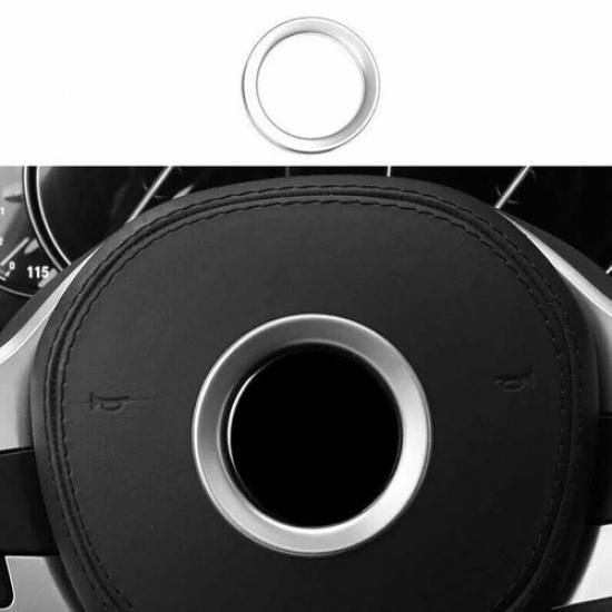 Titanium Silver Horn Ring Cover Panel Trim Steering Wheel For BMW 5 Series 18-22