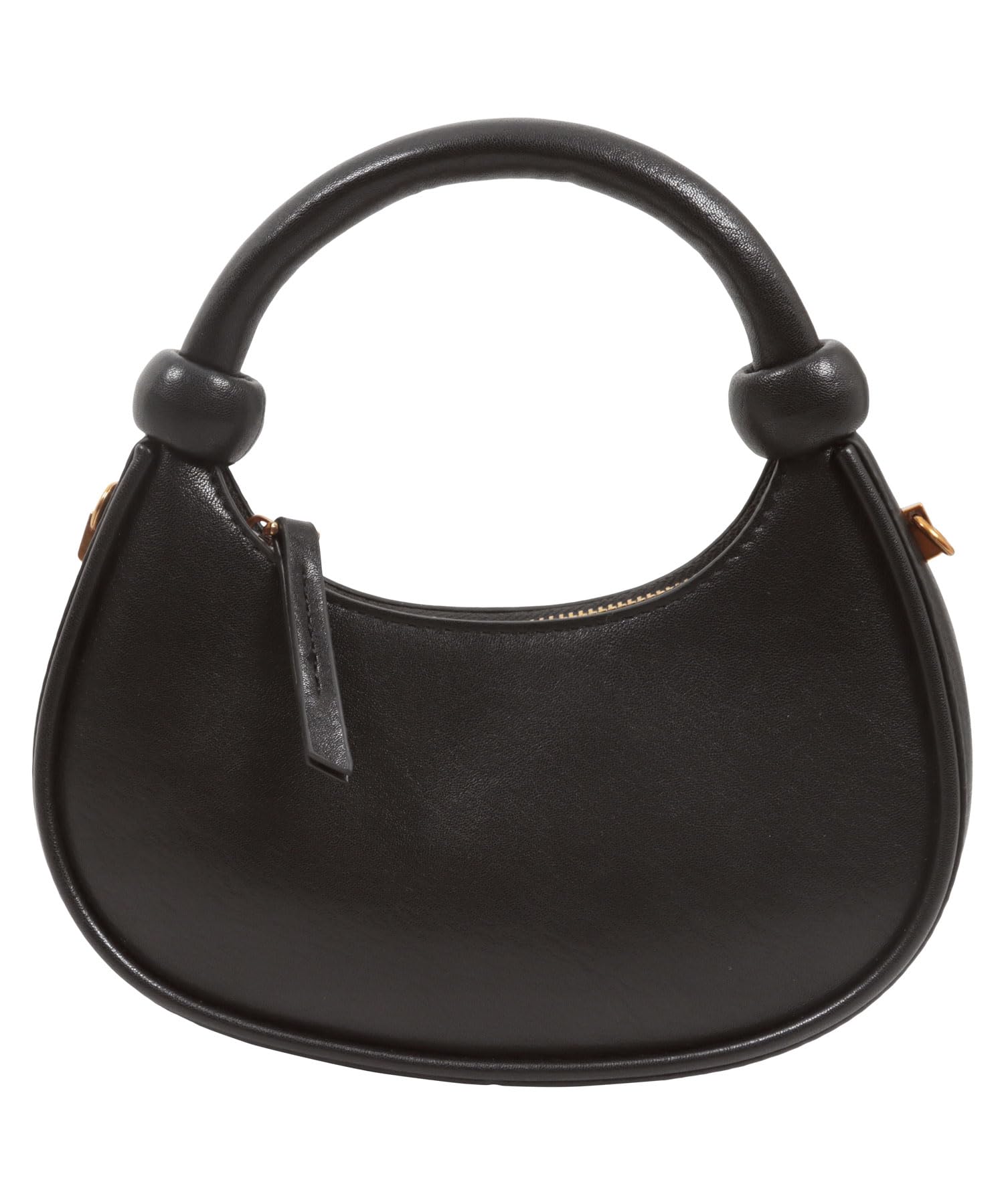 Kobe Lettuce Half Moon Leather Mini Bag [B1629] Medium, Black