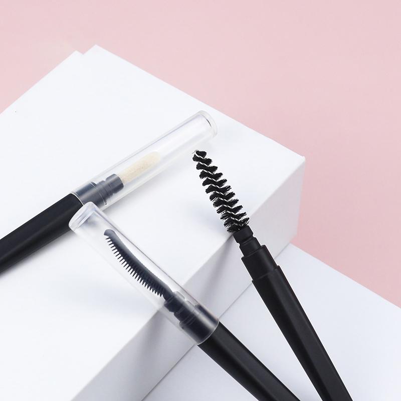 1Pcs Portable Short Spiral Eyebrow Brush With Transparent Dust Cover Eyelash Comb Lip Brush Eyebrow Extension Makeup Tool