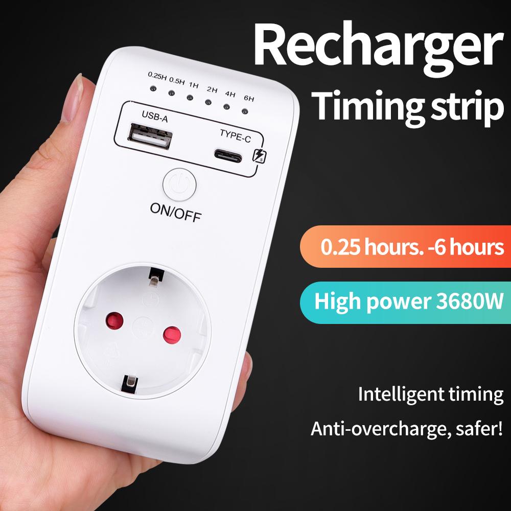 Smart Timing Socket Controller Automatic Power-off Programmable Countdown Timer Switch 230V Charger With USB Type-C