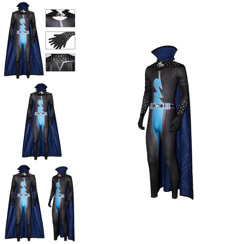 Halloween Megamind Cosplay Jumpsuit Cloak Glove Set Performance Costume For Anime Events