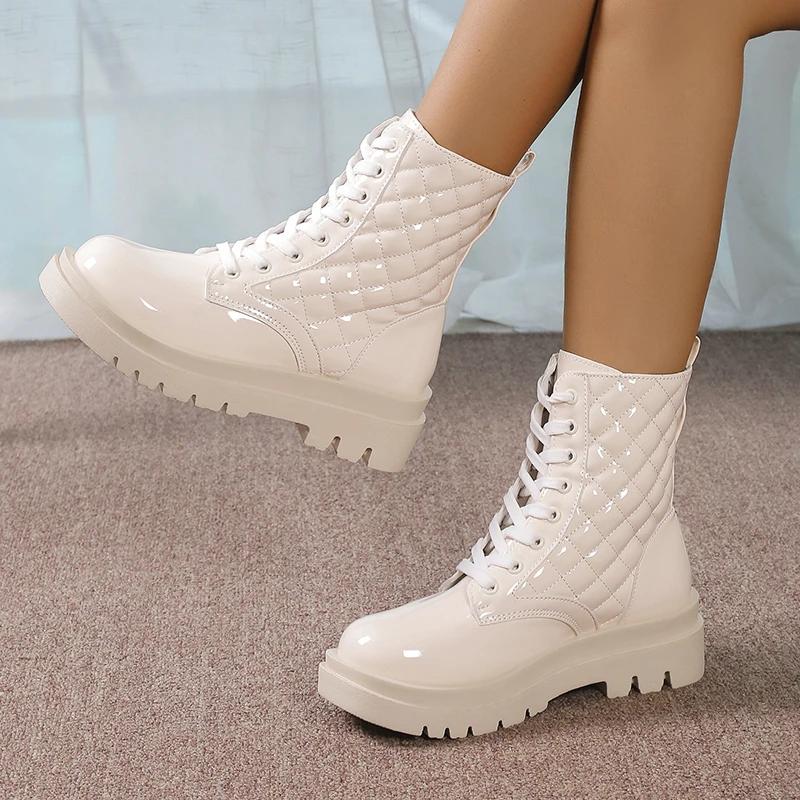 Cizme ocazionale de iarnă pentru damă, cu talpă groasă, versatilă și confortabilă, de culoare solidă, pantofi de damă, de vânzări fierbinți.