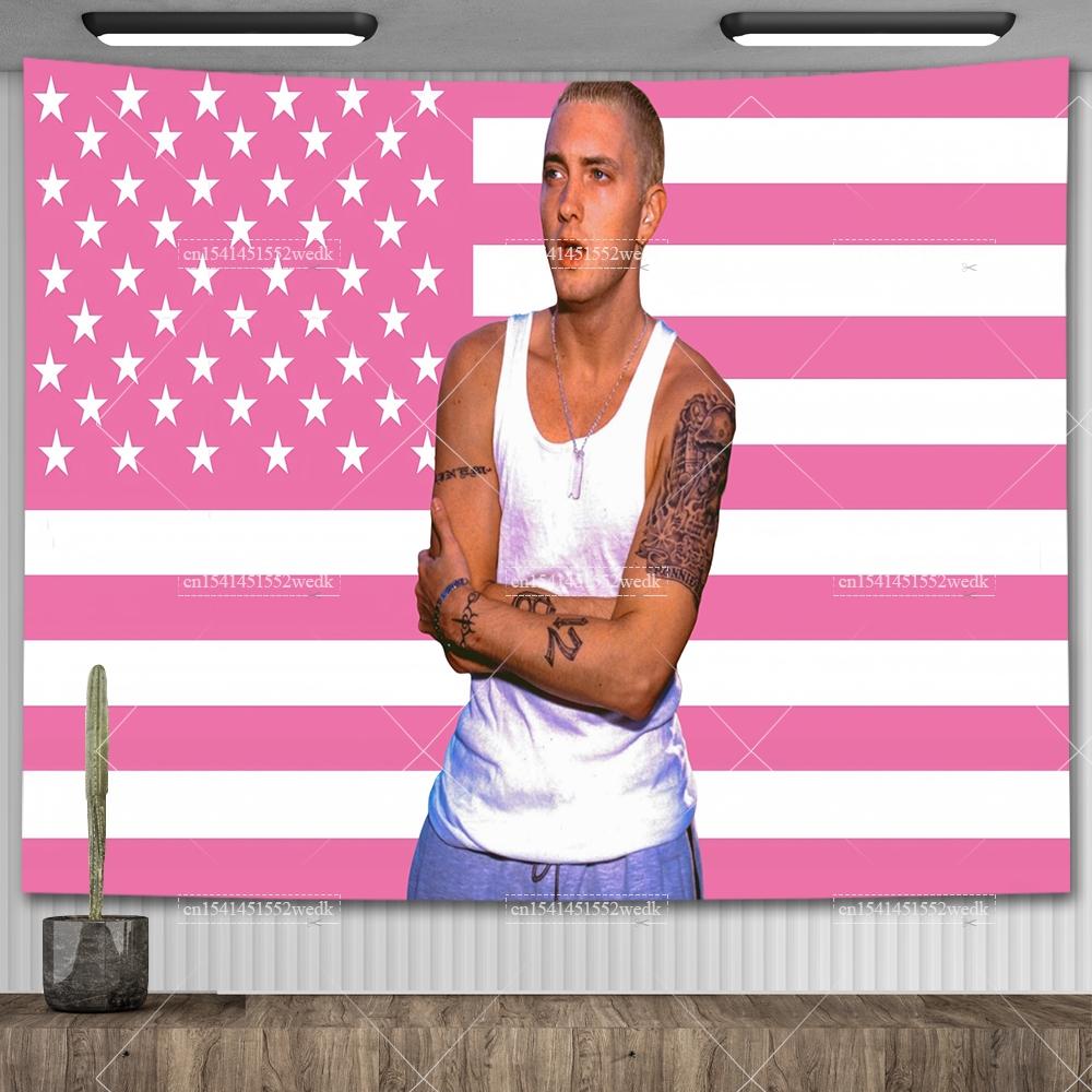 Amerikanischer Rap-Gott Hip-Hop-Musikflagge Eminem Wandteppiche Wandbehang Meme-Wandteppich Kunst Ästhetische Raumdekoration Schlafzimmer-Wandbehänge