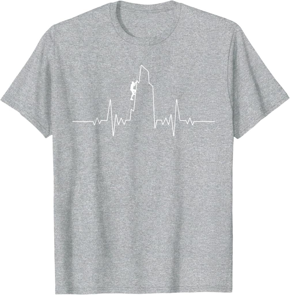 Klippklättring EKG Hjärtrytm Bergsbestigare Grafisk T-shirt Andningsbar Kortärmad T-shirt för Män Kvinnor
