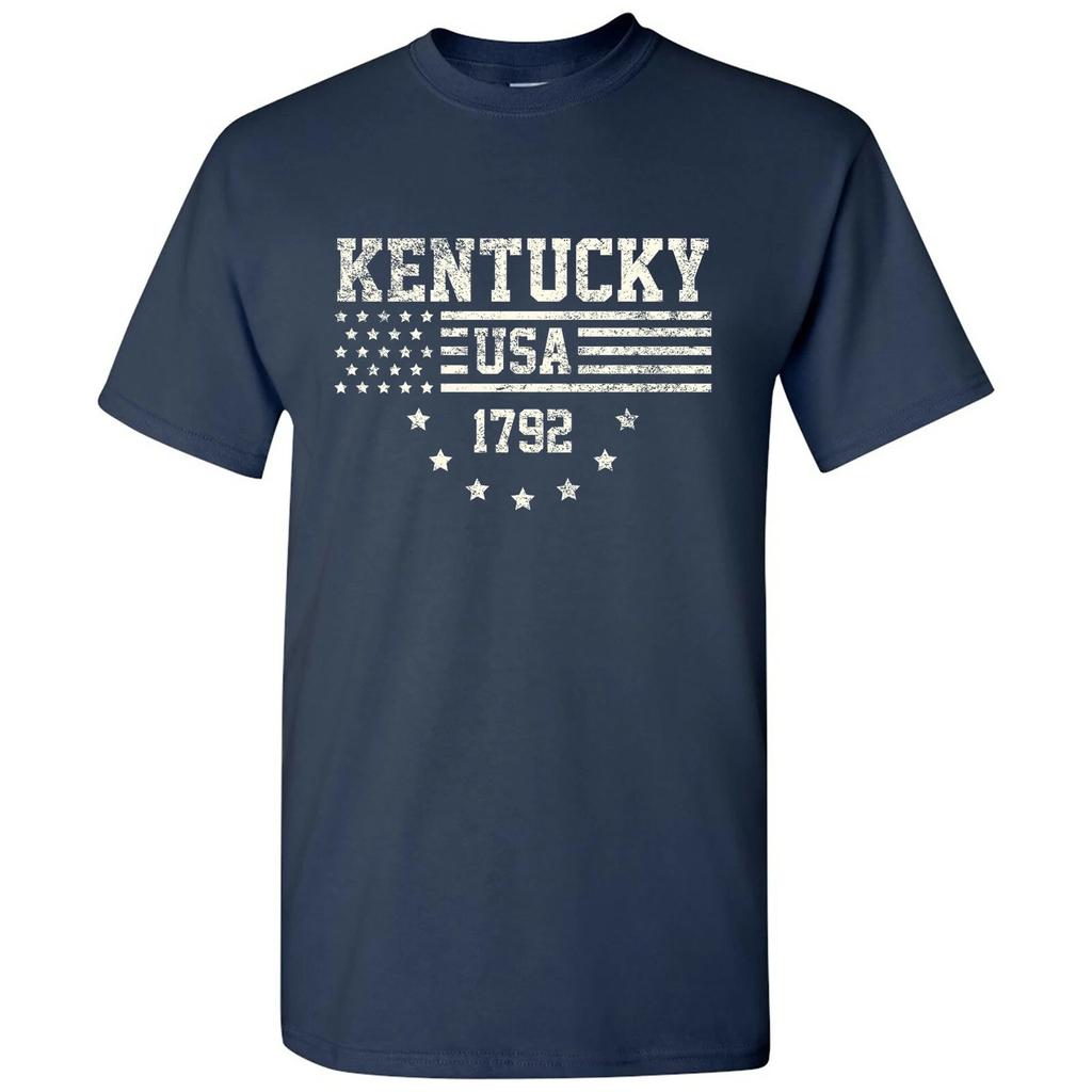 USA Flag Statehood Kentucky 1792 - America Founding State Pride T Shirt - Navy