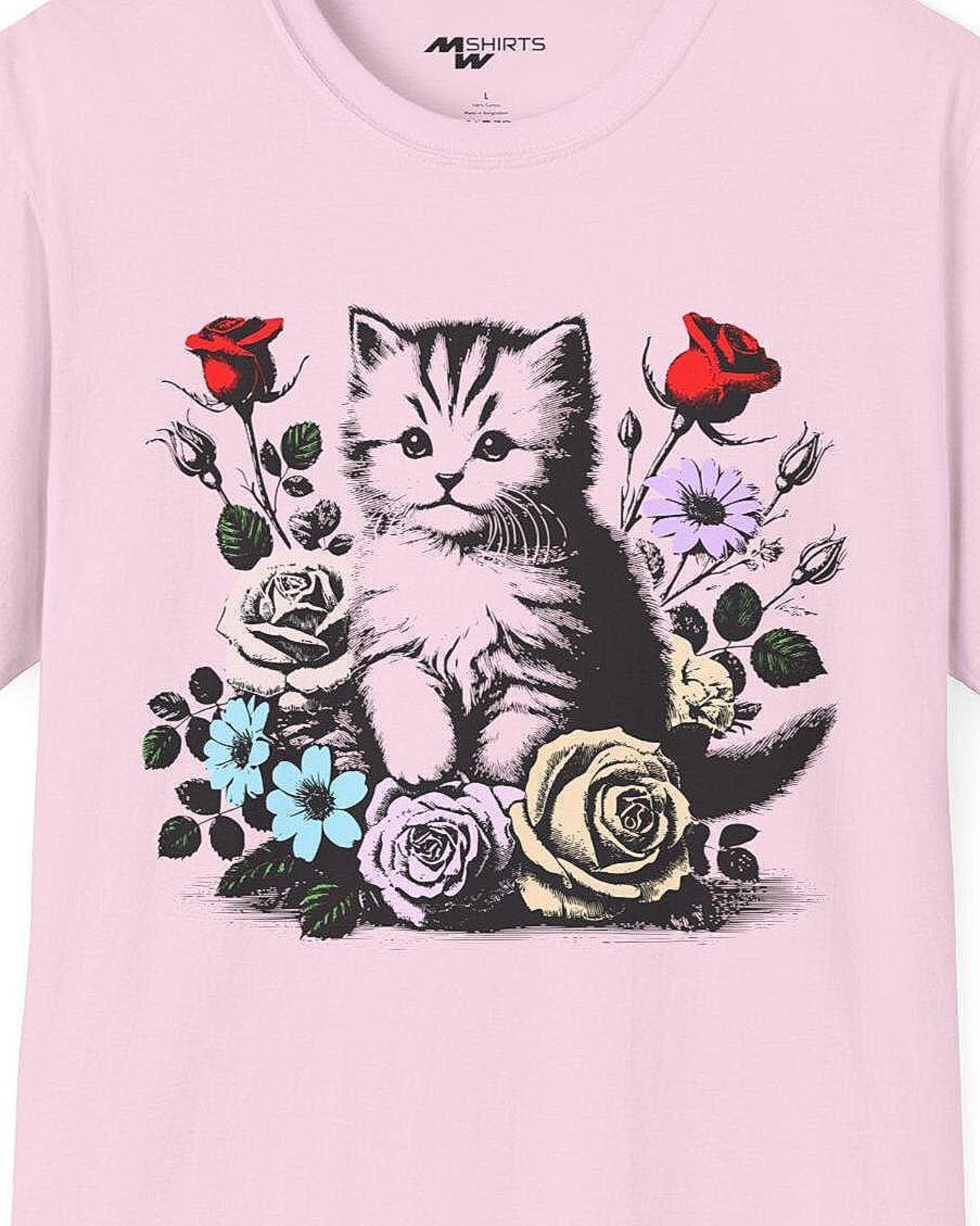 Floral Kitten T-Shirt | Cat Lover Gift 4XL