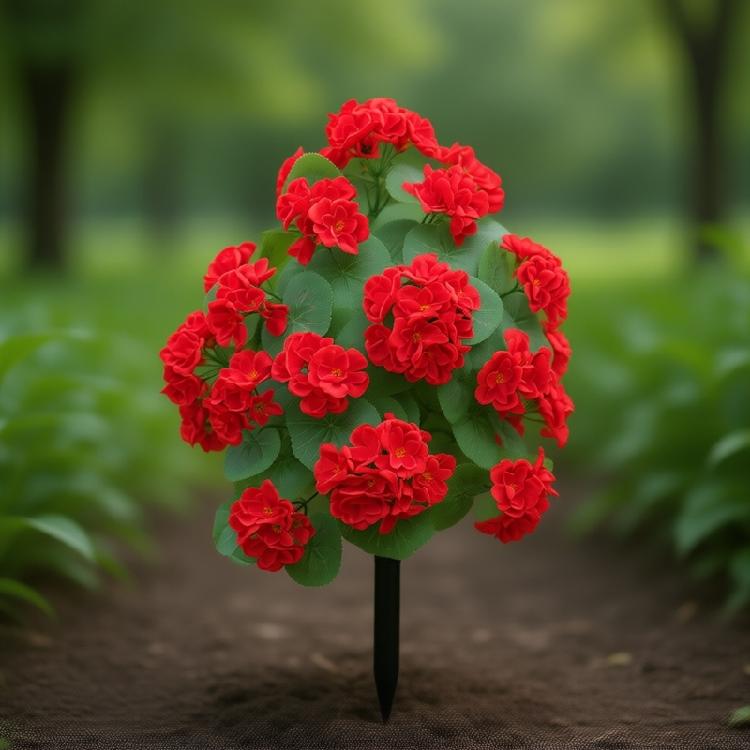 Realistic Simulation Plastic Begonia Floral Stake Artificial Green Plant For Garden Patio Porch Front Yard Landscaping