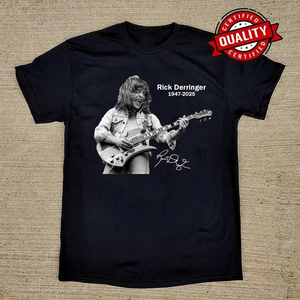 New Rick Derringer 1947-2025 Signature T Shirt All Size NZ312 FREE SHIPPING XXL