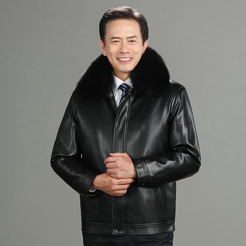 Men'S Liner Leather Jacket New Men'S Fur Collar Liner Removable Two-Piece Leather Jacket Warm