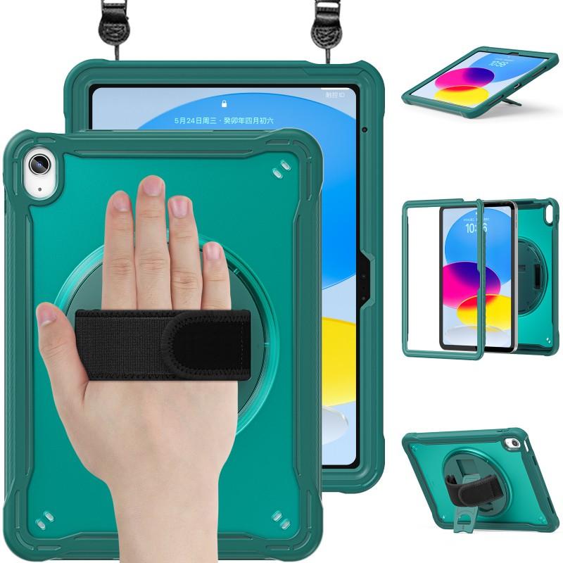 IPad 10th Gen 10.9 Inch Protective Case With Kickstand Wrist Strap Shockproof Hard Shell Cover In PC Material