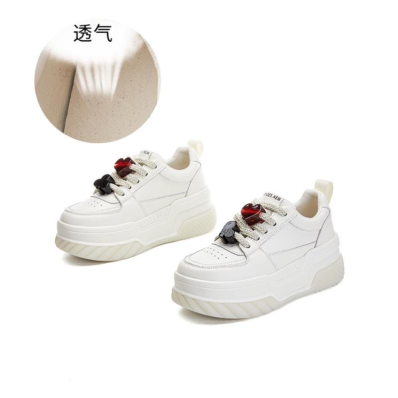 

Подошва из всасывающей пленки, подкладка из свиной кожи Wula, маленькие белые туфли женские, осень 2025, новые кожаные кеды, повседневная универсальная обувь, детская 40 бежевый