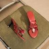 7291-1 High-heeled slippers women's stiletto summer 2025 new outer wear toe cool slippers red rose sandals