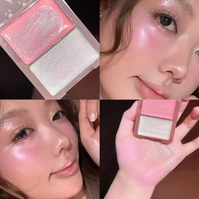 Cappuvini Water Light Blush Cream Moisturizing Orange Pigment Blush Palette Natural Color Cheek Tint Brighten Face Contouring