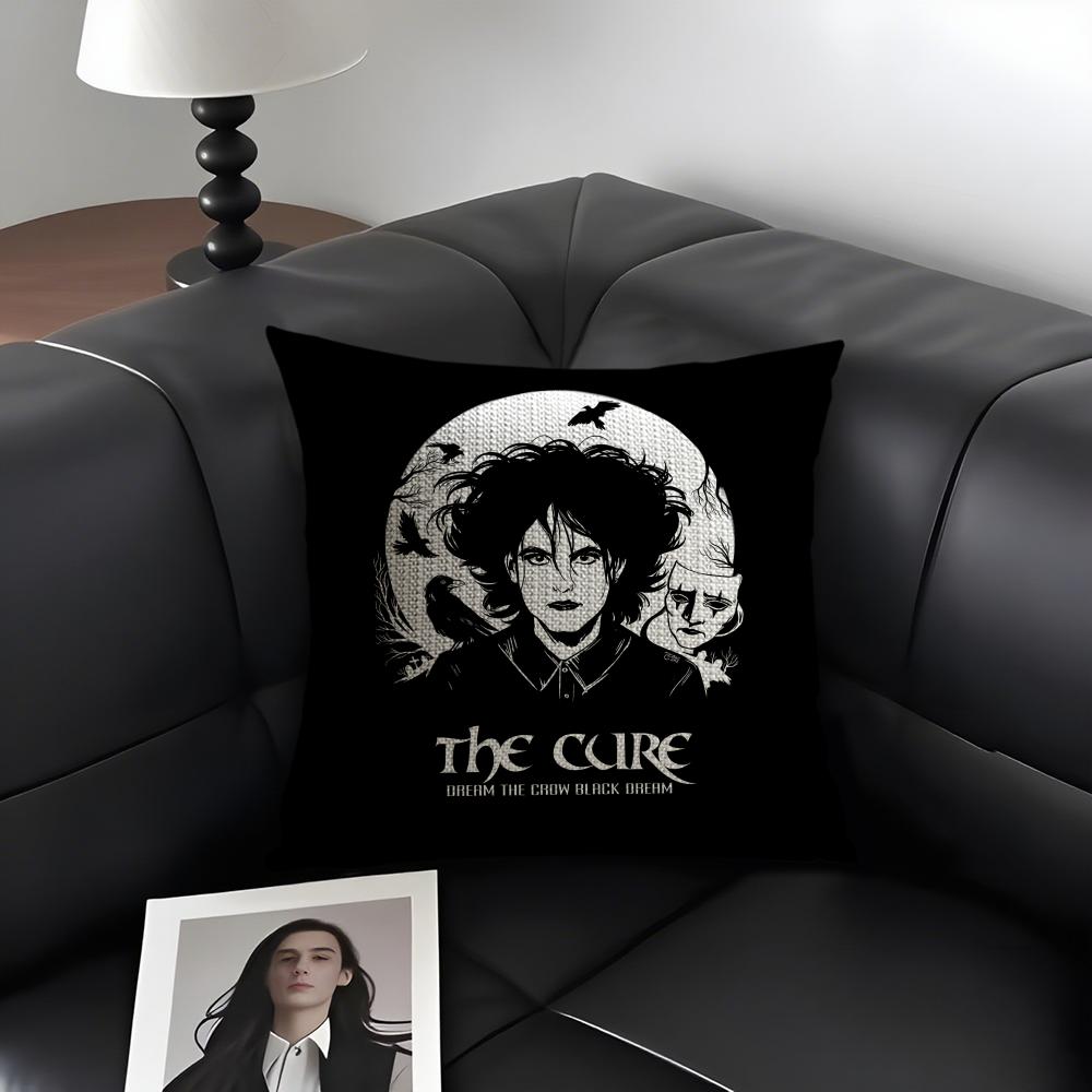 The Cure Rockband Kissenbezug Natürlicher Leinen Bio-Stoff Doppelseitiger Druck Sofa Heimdekoration Geschenk Kissenhülle