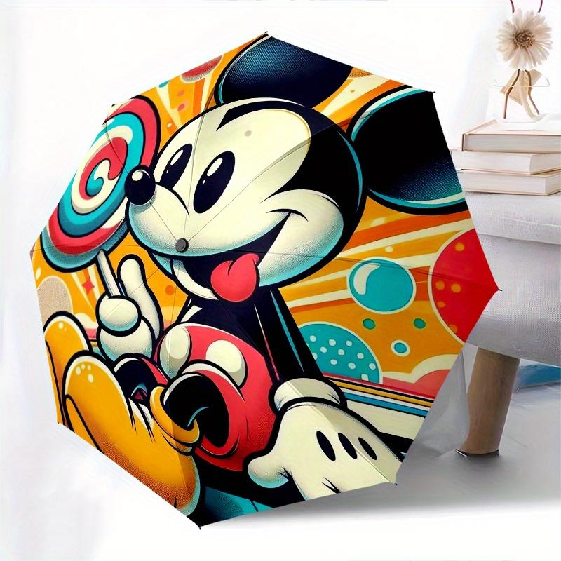 Mickey Mouse,Lollipop Themed Automatic Opening and Closing Folding Umbrella, Reinforced 8 Ribs, Compact Travel Design, Fashionable Folding U