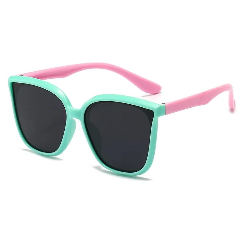 Unisex Outdoor Polarized Sunglasses for Boys Girls Flexible Silicone Square Frame Outdoor Travel Kids Eyeglasses UV400 Eyewear