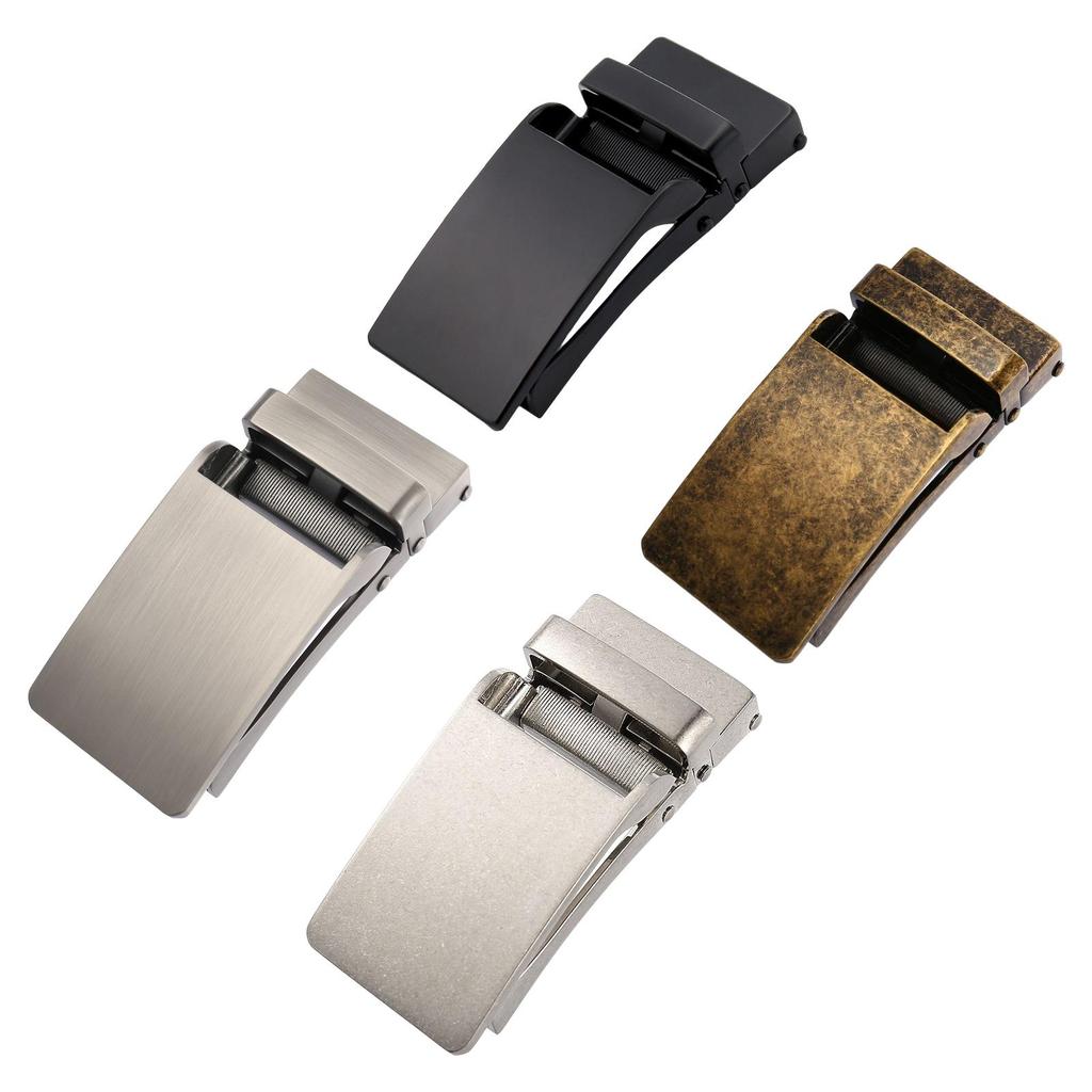 Rectangular Automatic Ratchet Buckle for Leather Straps, Men's Trouser Belt